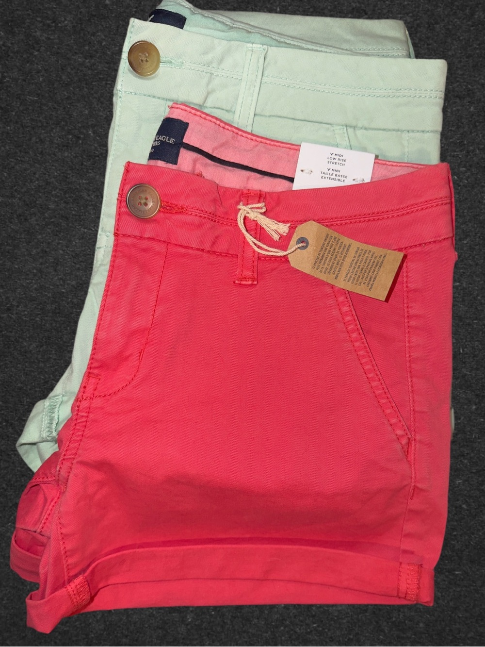 American Eagle Outfitters Coral Low-Rise Stretch Shorts